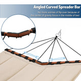 TegerDeger 12FT 2 Person Hammock Large Hammock 450LB Capacity with V Shaped Hardwood Spreader Bar & Nylon Rope for Outside, Patio, Garden, Backyard, Beach, Poolside - Beige TEGERDEGER