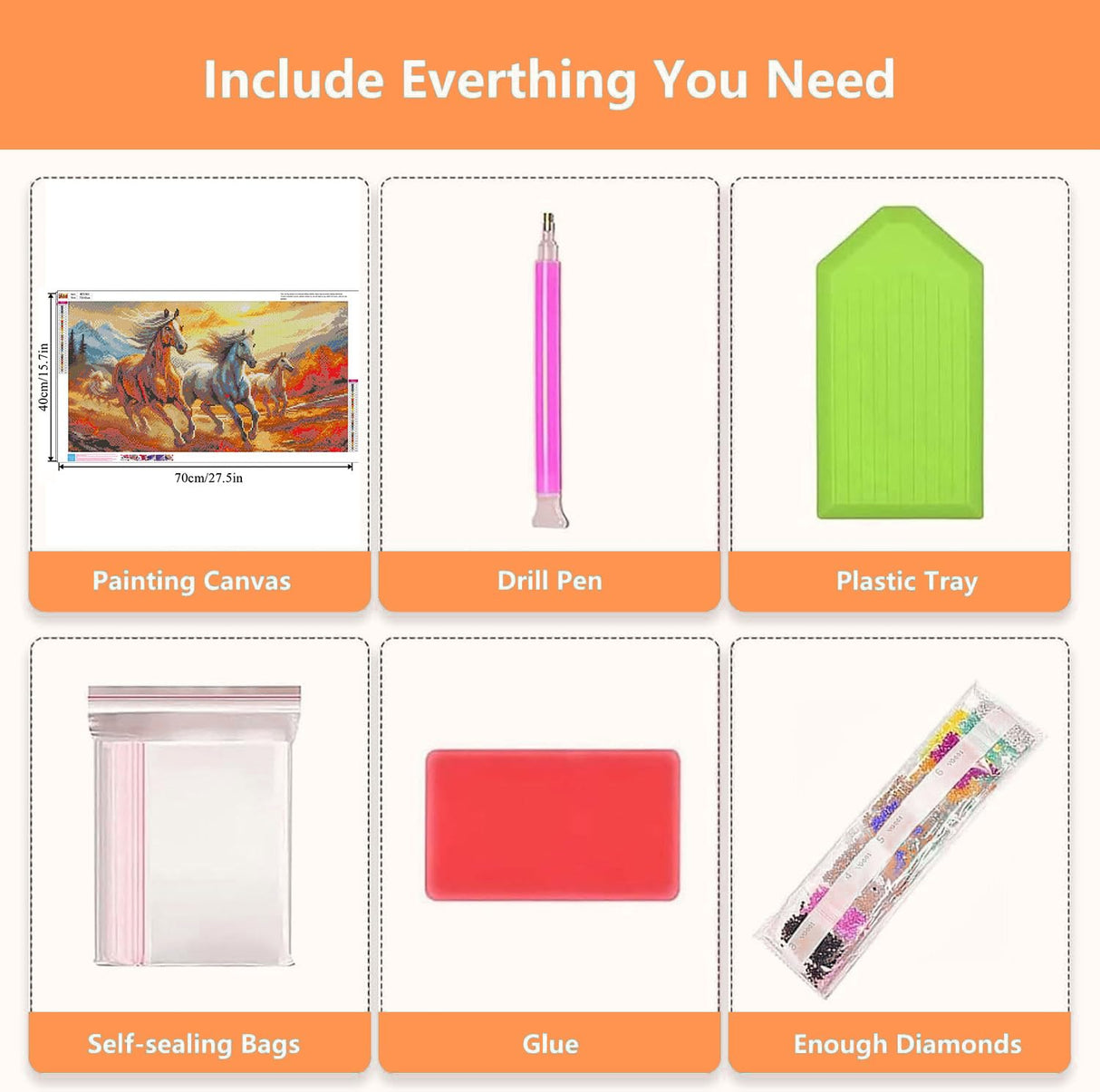 Axquilon Extra Large Diamond Art Kits for Adults, 5D Horse Large Diamond Painting Kits for Beginners, Full Drill Horse Crafts Gem Art Painting for Home Wall Decor 28x16in Axquilon