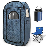 Portable Steam Sauna, Steam Saunas for Home, Personal Sauna for Home, Pop up Sauna Box Tent with 3 L Steamer, 9 Levels, UV Atomization,90 MinTimer, Remote Control, Folding Chair-Blue Sunakie