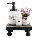 Delimux Farmhouse Wood Riser Decorative Pedestal Stand Rectangular Wood Tray Displays Decorations Rustic Home Bathroom Counter Wooden Riser (Black) Delimux