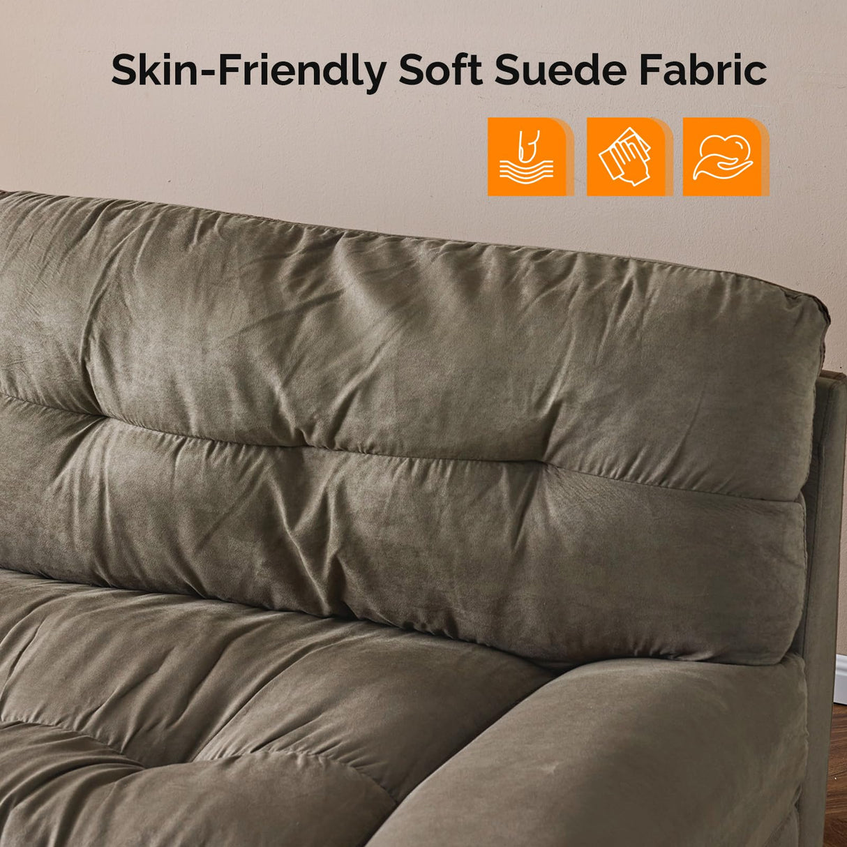 VINGLI Cloud Couch 80" Loveseat, 22.4" Deep Seat, Suede Upholstery Cozy Comfy Couches for Living Room Modern Love Seat Sofa, Pillow Armrest (Brown) VINGLI