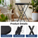 Byliable Cocktail Table 28in High Top Round Folding Indoor Outdoor, Plastic Bar Height Foldable Bistro Tall Table for Party, Patio, Dining Room, Kitchen, Events, Removable Locking Legs, Black Byliable
