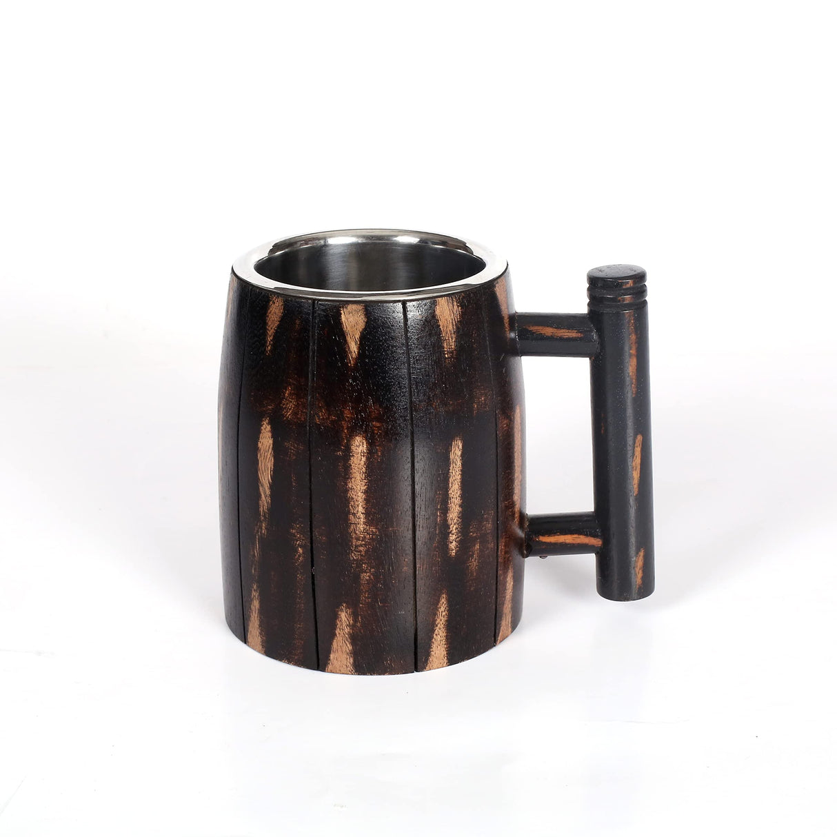 Wooden Mug, Beer Mug Wood,Wooden Coffee Mug, Stainless Steel Beer Mug With Wood,Handmade Wooden Beer Mug with 18oz-500ml, Great Beer Gift Ideas Wooden Beer Tankard for Unisex, Vintage Bar Cup Bedding Craft