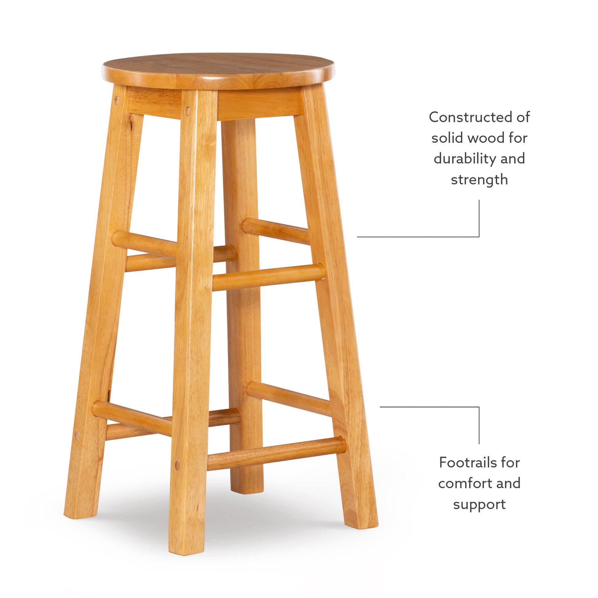 Linon Natural Barstool with Round Seat, 24-Inch - WoodArtSupply