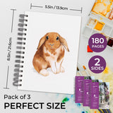 Funto Watercolor Pad 5.5x8.5, 3 Pack, 90 Sheets,140lb/300gsm, Double-Sided, Cold Press, Spiral Bound, Heavyweight Paper for Watercolor Painting Funto