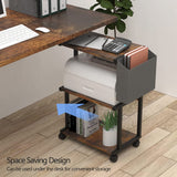 Ostreeful 3 Tier Printer Stand Rustic Brown Printer Mobile Wooden Printer Shelf Table Organizer for Home Office Kitchen Oastreeful