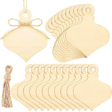 HIPIHOM 50Pcs Christmas Wooden Ornaments Blanks Pendants with Cords New Year Christmas Tree DIY Pendant Ornaments HIPIHOM