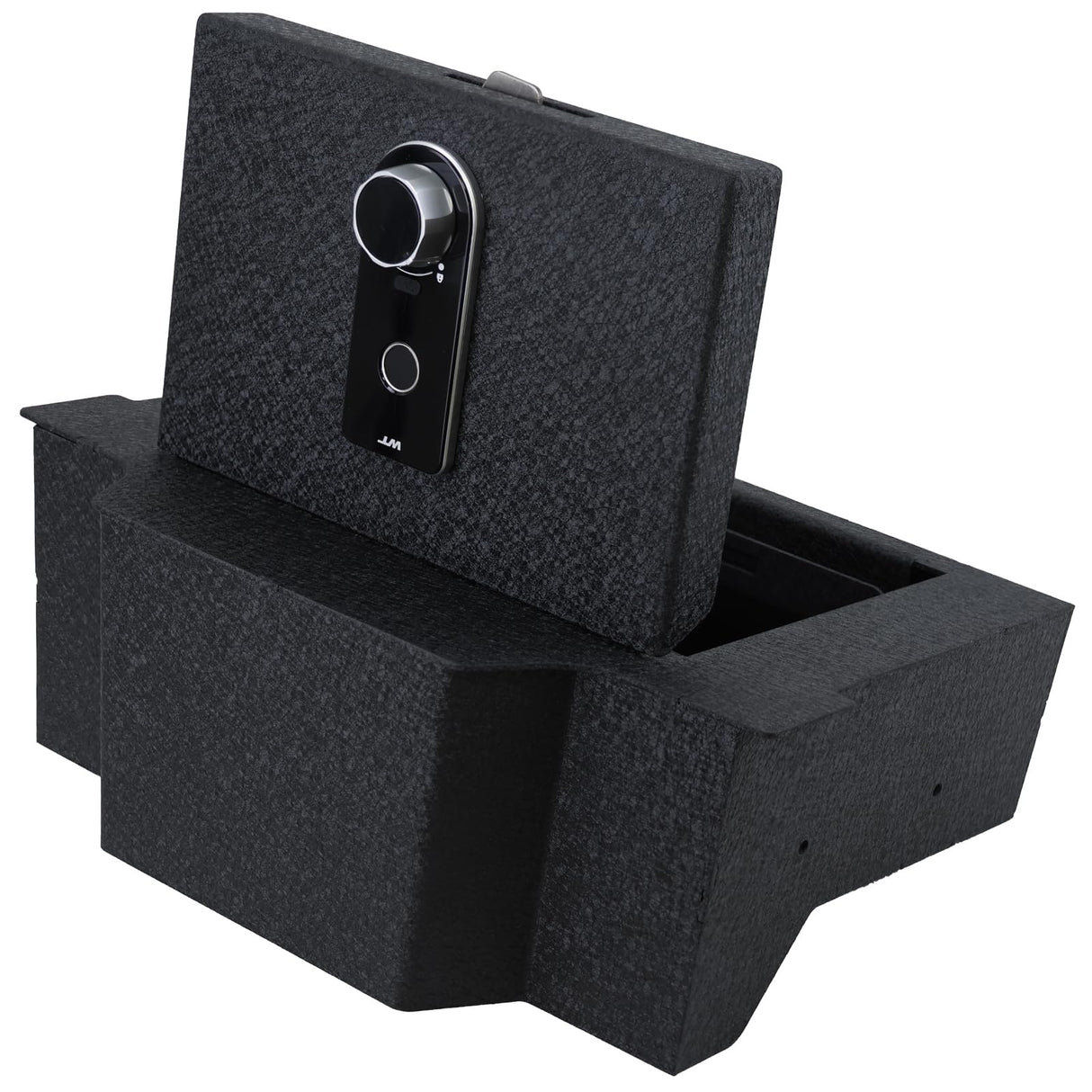 Center Console Gun Safe Vault - TuoJue Console Safe Lock Box Compatible with RAM 1500/2500/3500 LARAMIE/BIGHORN/POWERWAGON 2019-2025, NOT FIT Cup Holder with Cover, Superior Fingerprint Lock. TUOJUE