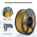 Amoybaby Silk Gold PLA Filament 1.75mm, Shiny Silk PLA 3D Printer Filament High Speed & Clog-Free, Dimensional Accuracy +/- 0.03mm, 1kg(2.2lb), Fits for Most FDM 3D Printers Amoybaby