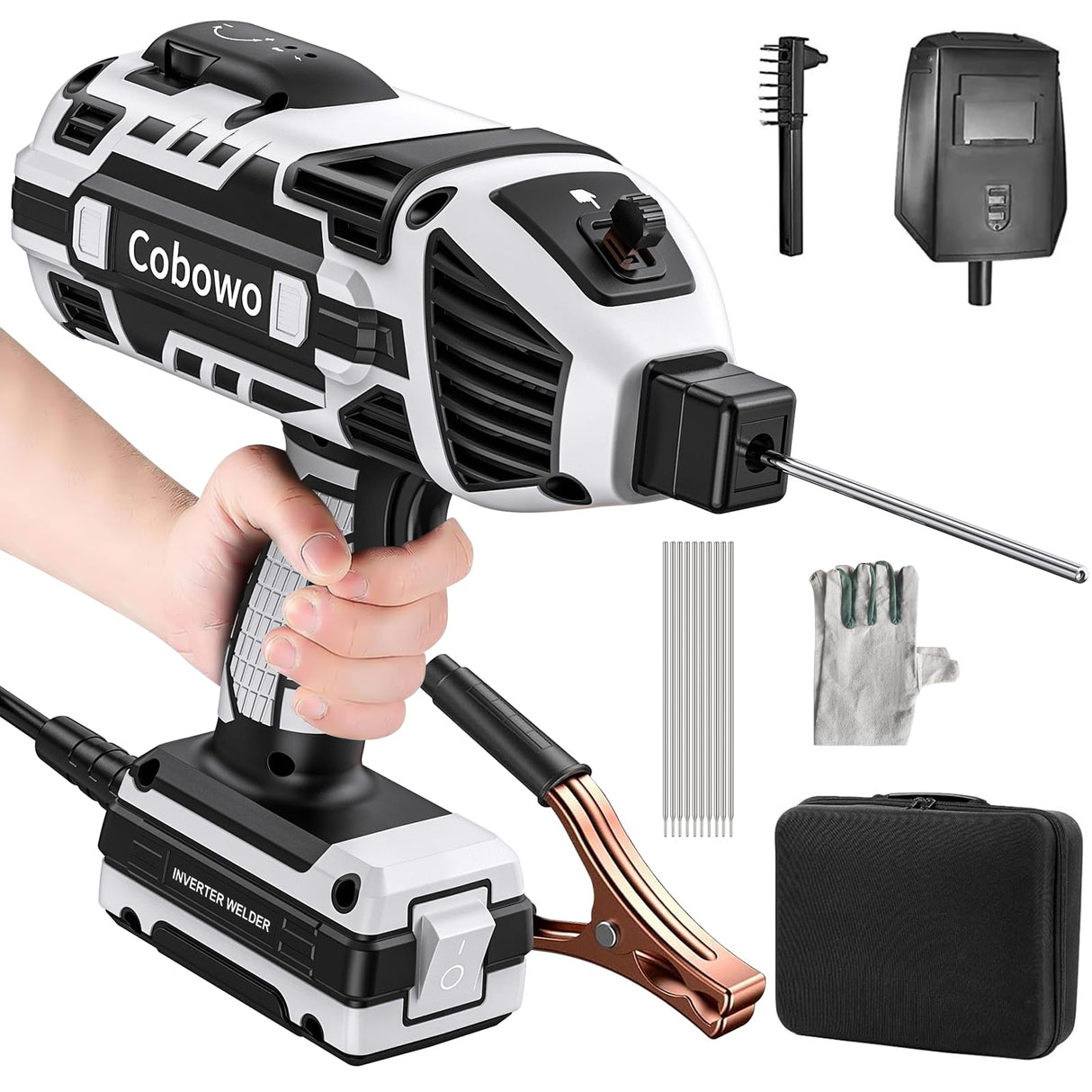 Portable Electric Welding Machine, Upgraded 110V ARC Welder, 20-120A, IGBT Inverter, 6 Variable Currents, Welding Tool for 3/32"-1/8" Rod. Perfect Gift for DIY, Repairs, Metal Fabrication, Automotive Cobowo