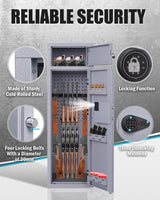 KAER 10-12 Gun Safe, Gun Safes for Rifles and Pistols, Large Gun Safe for Home Rifles and Shotguns, Gun Cabinet, Rifle Safe, Gun Safes & Cabinets, Quick Access Gun Safes with Adjustable Shelves (Grey) KAER