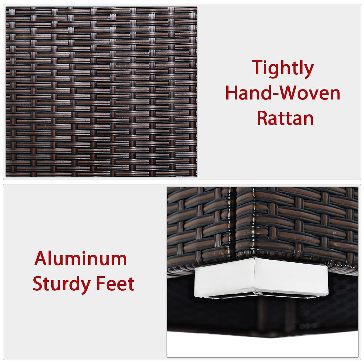 Tangkula 2 PCS Outdoor Wicker Armless Sofa, Patio Rattan Sectional Sofa Set w/2 Thick Seat Cushions and 2 Back Cushions, Additional Seats for Balcony Garden Patio Poolside (Red) Tangkula