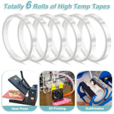 selizo 6 Pack Heat Tape for Heat Press Sublimation, Heat Transfer Tape Heat Resistant High Temperature Adhesive Tape for Dye Sublimation, HTV Craft (Clear) selizo