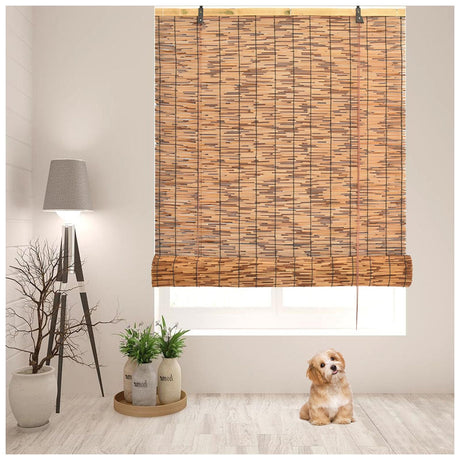 Cordless Bamboo Blinds, Bamboo Roll Up Shades for Windows, Light Filtering Natural Reed Roller Shades Privacy Matchstick Curtain for Patio Indoor/Outdoor Porch, 20x40in 36x63in 48x72in (Size : 44" W VELLOW