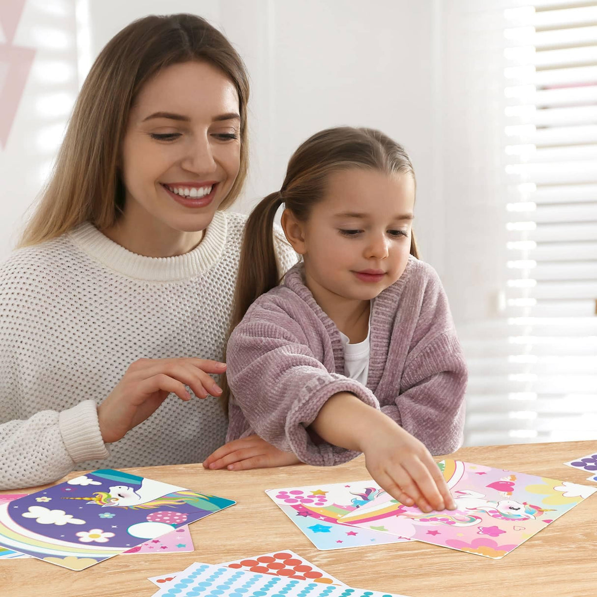 WERNNSAI Dot Stickers Art Craft for Kids Age 4 to 8 - Dot Stickers Art Activity Kit 8 Unicorn Theme with No Mess Stickers Mess Free Painting Craft Kits for Toddlers Girls Preschool Learning WERNNSAI