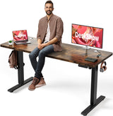 DeskShow Electric Standing Desk Adjustable - 63 x 24 Inch Sit Stand up Desk with Cable Management - 3 Memory Preset Adjustable Height Table DeskShow