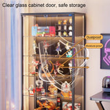 Zkfpet 63" Glass Display Cabinet with LED Lights, Metal Curio Cabinet with Dual Doors, Adjustable Shelves, Assemble Required(Black,60cm/23.6in) Zkfpet