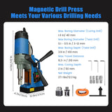 Magnetic Drill Press, 1300W, 700 PRM Portable Mag Drill Press with Twist Drill Chuck, 4Pcs Drill Bits, 1.6" Boring Diameter, 2922lbf Power, for Metal Working Industrial Home Improvement CuisinSmart