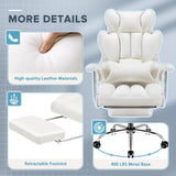 Furmax Gaming Chair, Ergonomic Office Chair, Reclining Height Adjustable Leather High Back Executive Desk Chair with Footrest and Lumbar Support (White) Furmax