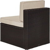 Crosley Furniture Palm Harbor Armless Outdoor Sectional Chair, Wicker Patio Chairs for Porch, Deck, Backyard, Brown with Sand Cushions Crosley Furniture