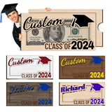 Cupike Personalized Wooden Graduation Money Holder Custom Graduation Card Box with Name Customize Cash Holder Envelope Senior Gifts for 2024 Graduates (01) Cupike