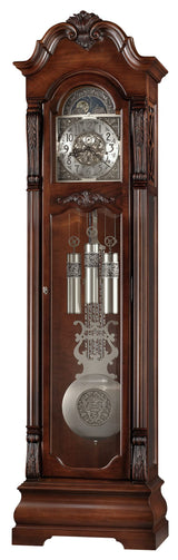 Howard Miller Fesler Grandfather Clock II, Wood Finish & Classic Style Arabic Numerals with Single Chime German Movement, Adjustable Levelers Pendulum Bob Floor Clocks for Bedroom & Living Room Howard Miller