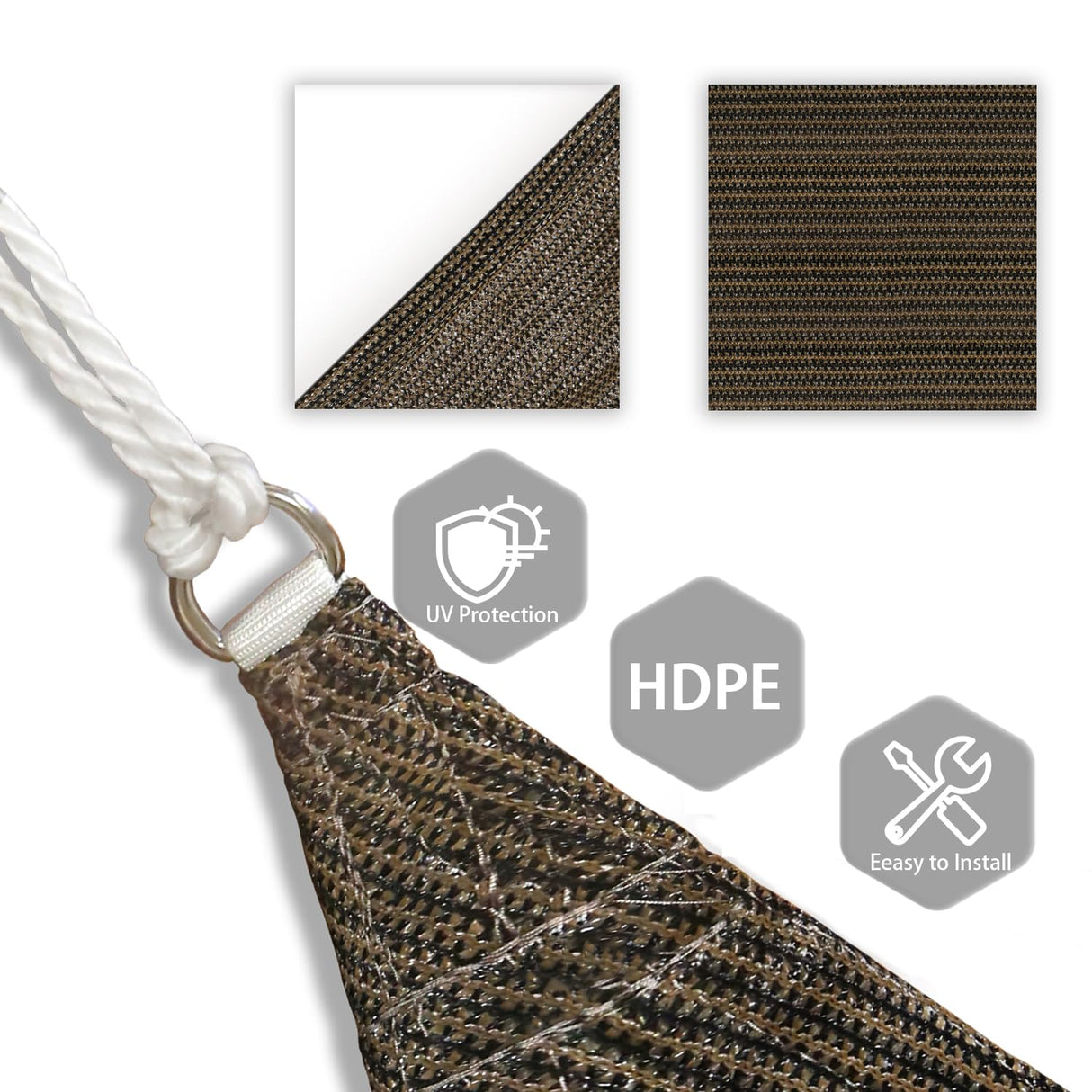 Patio Paradise 16' x 20' Sun Shade Sail Rectangle Canopy Patio Cover UV Block Awning Heavy Duty Commercial Grade for Backyard Lawn Garden Outdoor Activities, Brown Patio