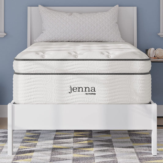 Modway Jenna 14” Innerspring Pillow Top Twin Mattress With Individually Encased Coils