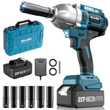 Seesii Cordless Impact Wrench, 900N.m(665ft-lbs) Power Impact Gun 1/2 Inch, 4.0Ah Battery, 3300RPM Impact Wrench, 6 Sockets, Electric Impact Driver for Home Car Truck Mower Father Dad Husband Seesii