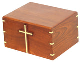 Wooden Urn Box For Adult Ashes | Wood Cremation Urns | Brass Cross Urns | Deocrative Urns | Handmade Urns For Male and Female | Large Urn 250 cUBIC inches With Bottom Opening System Solid Wood Handicrafts