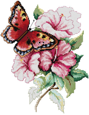 Awesocrafts Cross Stitch Kit, Butterfly Love Flower, Easy Patterns Cross Stitching Embroidery Supplies, Christmas, Stamped or Counted Awesocrafts