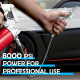 GATTLELIC Heavy Duty Grease Gun Kit, 8000 PSI Professional Pistol Grip 14 oz Load with 12" Flex Hose, Locking Coupler, Extension Pipe, and Sharp Nozzle GATTLELIC