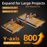 FoxAlien Y-axis 4080 Extension Kit for Masuter 3 CNC Router Machine, with Upgraded T-slot Hybrid Spoilboard for Large Wood Engraving Carving Projects (Extend Y-axis to 800mm) FoxAlien