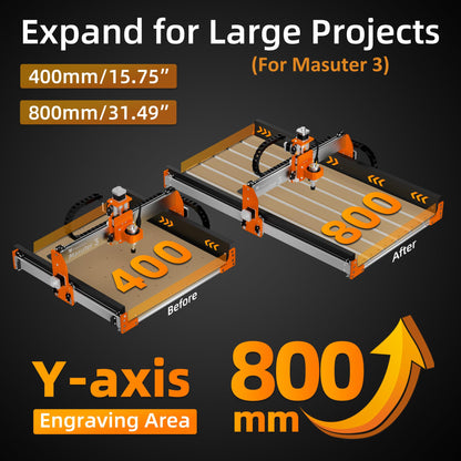 FoxAlien Y-axis 4080 Extension Kit for Masuter 3 CNC Router Machine, with Upgraded T-slot Hybrid Spoilboard for Large Wood Engraving Carving Projects (Extend Y-axis to 800mm) - WoodArtSupply