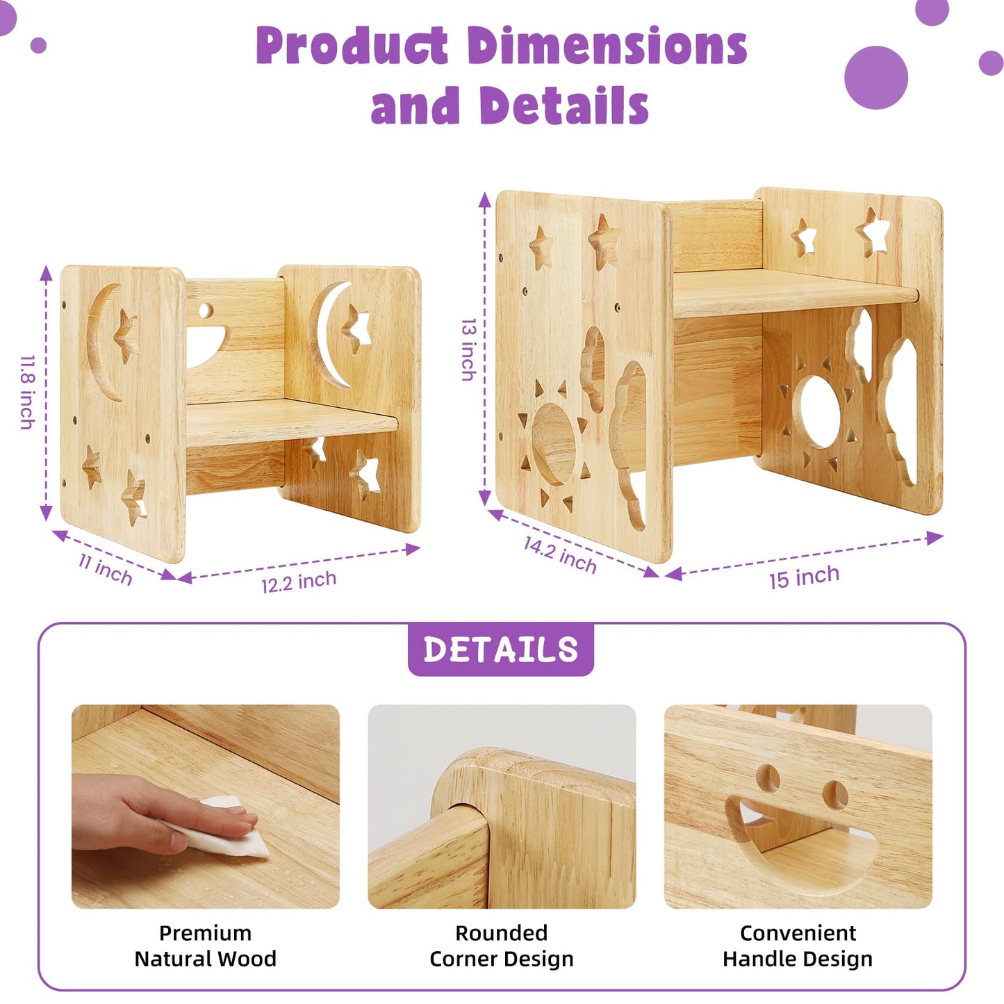 Makigahara Montessori Weaning Table and Chair Set - Handmade Solid Rubber Wood Furniture for Kids 1-4 Years, Perfect for Meals, Read, Play, and Crafts - WoodArtSupply