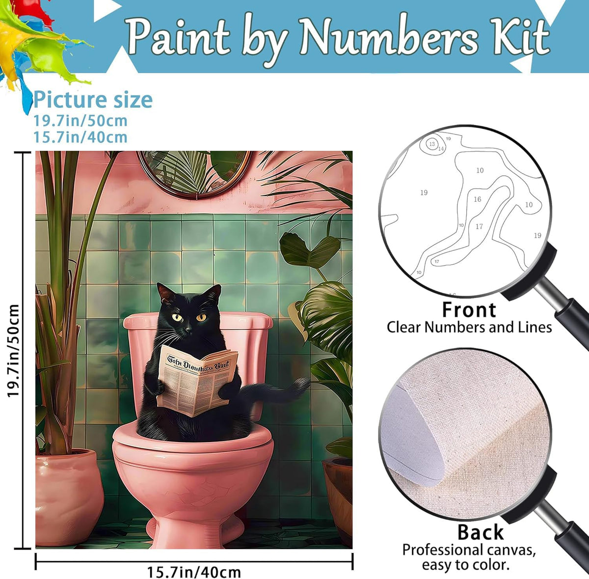 eimivrc Cat Paint by Numbers Kit for Adults-Black Cat Paint by Numbers,Paint by Number Kit for Canvas Perfect for Home Wall Decor(16x20 Inch) eimivrc