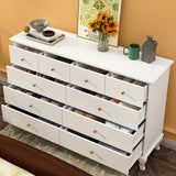 Homsee 10 Drawer Double Dresser with Stylish Carved Legs, Modern Wood Dresser Chest of Drawers with Large Storage Space for Bedroom, White (55.1”W x Homsee