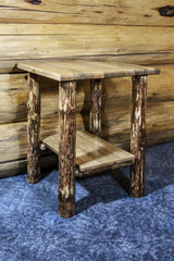 Montana Woodworks Log Nightstand with Shelf - Glacier Country Collection Montana Woodworks