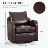Simore Faux Leather Swivel Barrel Accent Chair Set of 2 for Living Room Bedroom, Comfy Modern Round Swivel Chair with Removable Pillow, Dark Brown Simore