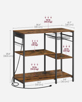 VASAGLE Baker's Rack, Coffee Bar Stand with Charging Station, Storage Shelves, Pull-Out Wire Basket, Table for Microwave, Kitchen, Rustic Brown UKKS036K01, 15.7 x 35.4 x 35.6 Inches VASAGLE