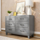 BERRY NEST Farmhouse Dresser for Bedroom, 6 Drawer Dresser with Unique Solid Wood Legs, Modern Wide Chest Dressers for Clothes, Closet, Living Room, Grey BERRY NEST