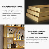 OMKUOSYA Wine Rack Wall Mounted with LED Light, 3-Tier Metal Floating Bar Shelves Wine Glass Holder, Liquor Bottle Storage Display Shelf for Home Bar, Dining Room & Kitchen (Gold, 39.4in/100cm) OMKUOSYA