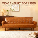 gkxjtzo 74" Faux Leather Futon Sofa Bed Small Space Sleeper Couch, Adjustable Backrest, Mid-Century Modern Loveseat for Living Room, Bedroom, Apartment(Brown) gkxjtzo