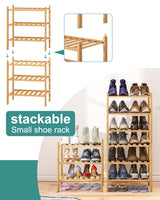 viewcare Small Shoe Rack, 3-Tier Shoe Rack for Entryway, Bamboo Wood Shoe Shelf for Closet & Hallway, Long 17.2IN | Beautiful | Functional | Sturdy | Durable viewcare