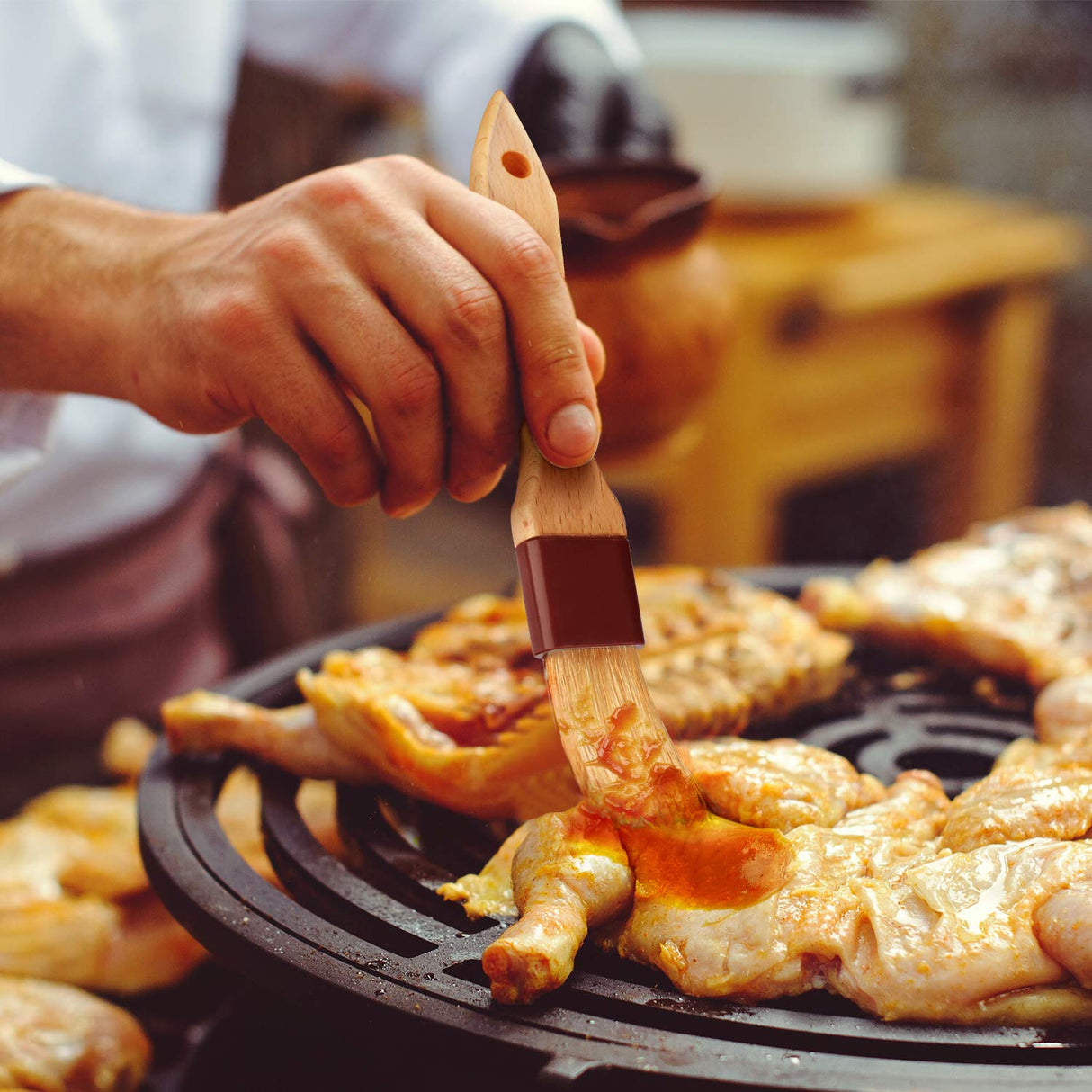 Pastry Brushes for Baking Basting Brush with Boar Bristles and Beech Hardwood Handles Culinary Oil Brush for Barbecue Butter Grill BBQ Sauce Baster Marinade Kitchen Food Cooking Brushes (1/1.5-4PCS) FurRain