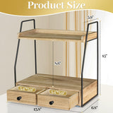 Bathroom Counter Organizer with Drawer, Countertop Makeup Organizer for Vanity, Wood Tray for Perfume Skincare Organizer, 2-Tier Multi-Purpose Shelf for Kitchen Bathroom Organizers and Storage Lzhevsk