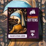 Pug with a Pearl Earring Jigsaw Puzzle by Exploding Kittens - 1000 Pieces Jigsaw Puzzle for Adults, Teens, and Kids - Dog Puzzle, Funny Puzzle, Art Puzzle Exploding Kittens LLC
