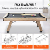 VEVOR Billiards Table, 7 ft Pool Table, Adjust Legs Stable Billiards Table, Pool Table Set Includes Balls, Cues, Chalks and Brush, Wood Color with Black Cloth, Perfect for Family Game Room Kids Adults VEVOR