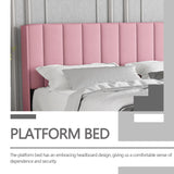 Zoophyter Upholstered Platform Bed Frame Twin Size with Headboard,Mattress Foundation/Strong Wooden Slats Support/No Box Spring Needed/Easy Assembly Pink Zoophyter
