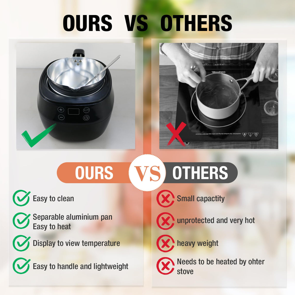 VALLYDOM Wax Melter, Candle Making Kit, Wax Pot 1000ml Capacity, Candle Jars for Making Candles, Wax Melter for Candle Making, with Spoon, Can be Used to Make Soy Wax, Soap Making Kit for Adults VALLYDOM